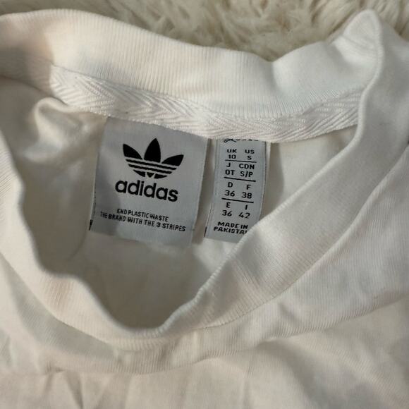 Adidas Originals Long Sleeve Tee White Black 3 Stripe Logo Small - Picture 3 of 4